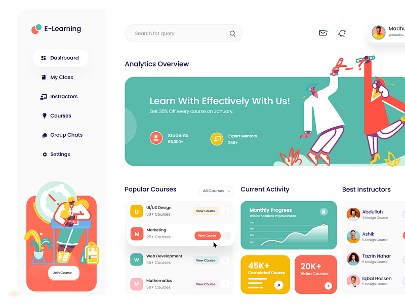 E-learning Dashbaord UI Exploration by Madhu Mia for Upnow Studio on ...