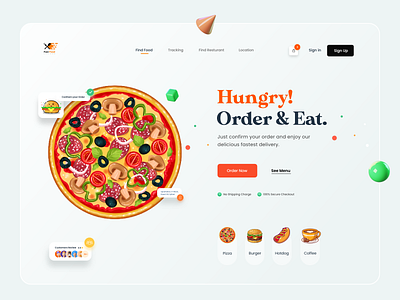 Food Web Landing Page UI 3d best shot clean designer food food and drink food app food delivery food illustration gradient illustraion landing page madhu mia minimal popularshot trending trendy ui web website