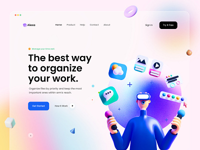 Alexa Landing Page UI Design 3d designer dribbble best shot gradient home page illustration interface landing page landing page design light version madhu mia popular shot startup trending ui design ui designer uiux ux visual design website