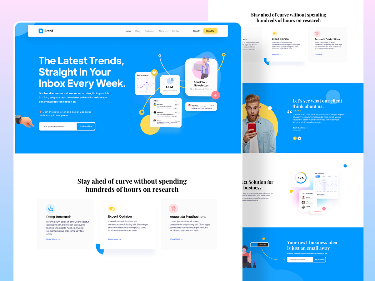 Newsletter Web UI Exploration by Madhu Miah for Upnow Studio on Dribbble