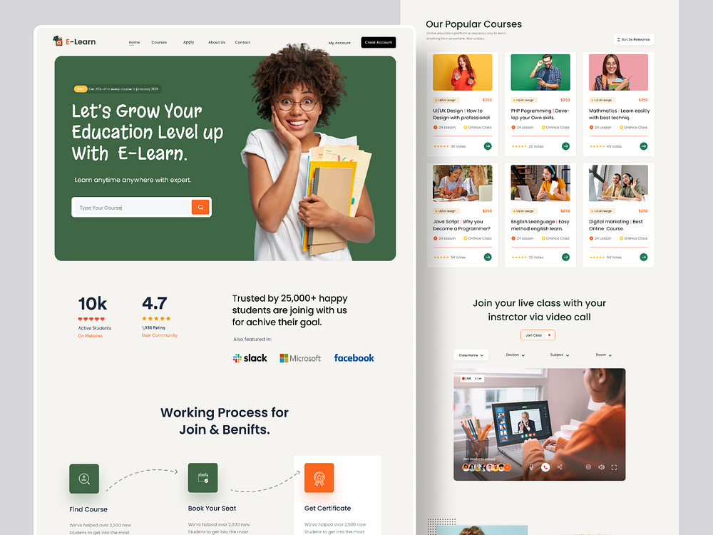 Online Course Landing Page designs, themes, templates and downloadable