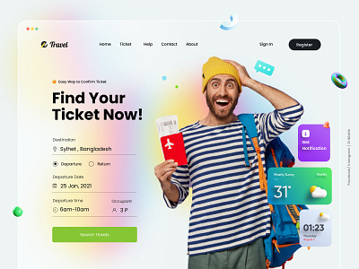 Ticket Booking Web UI Exploration air ticket illustration landing page design landingpage madhu madhu mia online ticket platform popular shot ticket app ticket booking tourism travel agency travel website traveling trendy uiux visual design web design website