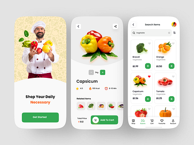 Grocery App UI Design designer e commerce app ecommerce food app grocery app grocery app ui grocery shop grocery store madhu mia minimal mobile design store ui uiux web