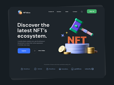 NFT Marketplace Website UI crypto cryptoart cryptocurrency designer etherum landing page madhu mia nft nft asset nft design nft web nft website nfts web ui nfts website token trendy ui uiux