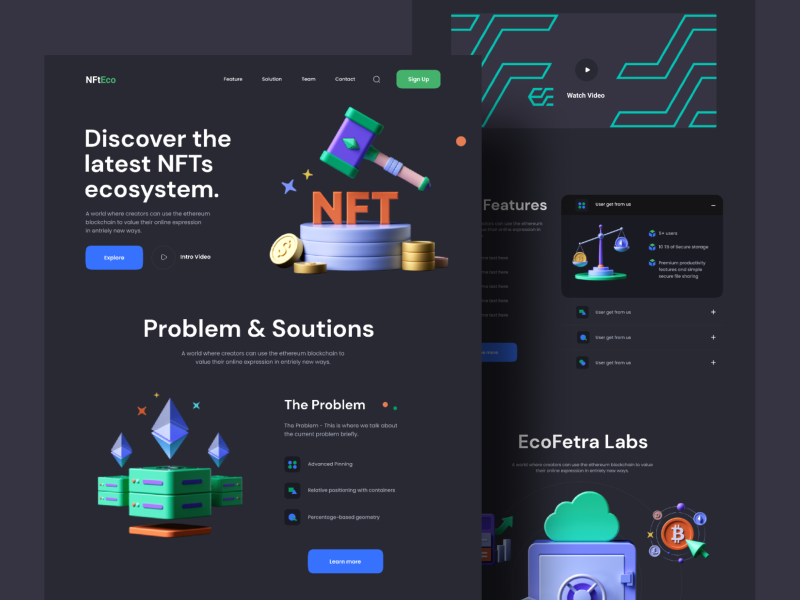 NFT Landing Page Design app designer art bitcoin crypto cryptoart madhu mia nft nft 3d nft art nft landing page nfts token ui web designer website