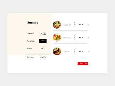Shopping Cart UI Design buy cart checkout e commerce food payment product shop web design