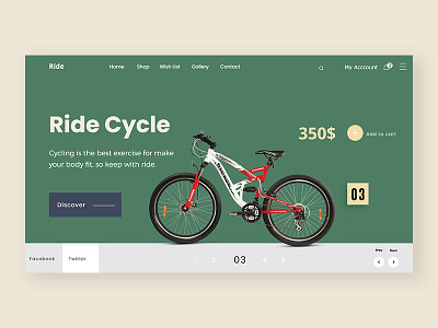 Ride Cycle Web UI bicycle shop color cycle e commerce shop madhu mia minimal ride ride app shop uiux web design