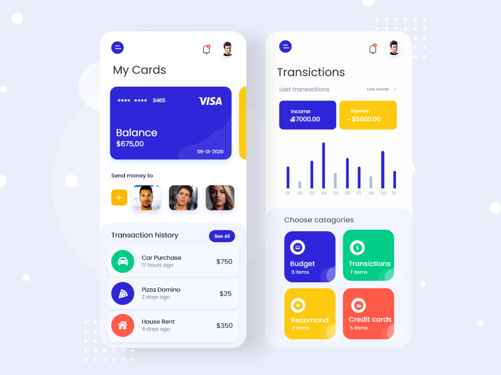 Banking app design by Madhu Mia on Dribbble