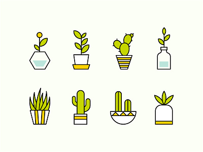 plants icon-1 cactus ceramic flower green icon illustration leaves plants pots vase