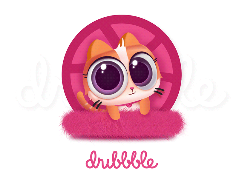 Hello Dribbble animals app cat cute debut dribbble hello logo meow pink ui wallpaper