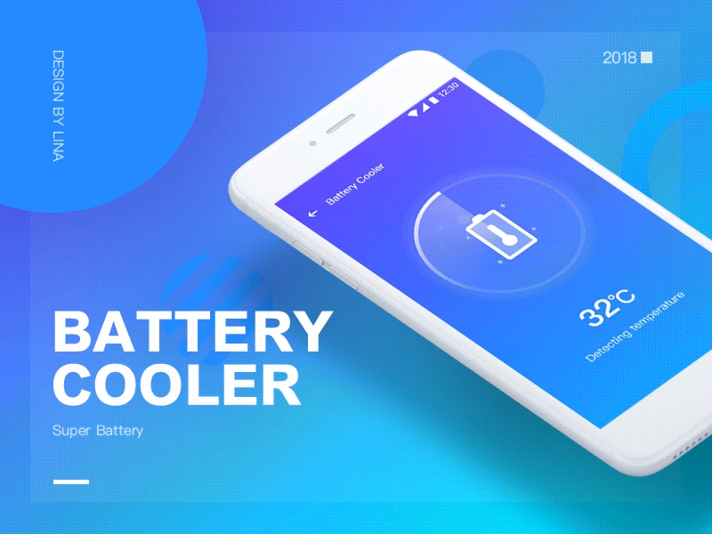 Battery Cooler app boost clean concise gif interaction light material safe scaner ui visual