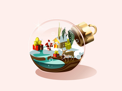 Christmas Terrarium bauble begonia christmas glass plants rudolf santa terrarium vector