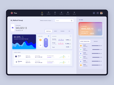 Cryptocurrency dashboard wide