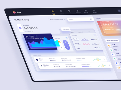 Cryptocurrency dashboard Material Design 3d analysis dashboard dashboard design data visualization material design minimal design ui ui design ux web design