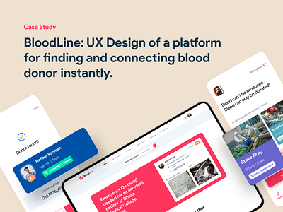Case Study: Bloodline find and connect blood donors best case study best designer on dribble best product design best ux designer blood collection design process product design ux uxresearcher