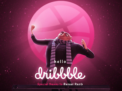 Hello Dribbble ! debut dribbble moon first shot gredient gru with dribbble. hello dribbble intro to dribbble welcome welcome shot