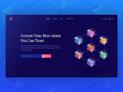 Blockchain System Banner Design Concept banner bitcoin blockchain blockchain company blue banner cryptocurrency futuristic ico isometric design isometric illustration landing page