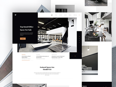 Office Rental Service Website Concept black design black ui contrast ecommerce housing minimal design real estate real estate website ui web design webdesign