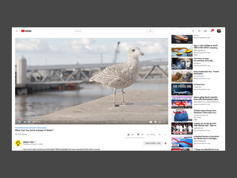 Youtube Divided Scrolling Interaction interaction solution ui solution user experience ux. youtube.