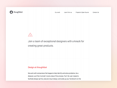Design at thoughtbot. landing page marketing site minimal recruiting thoughtbot thoughtbot.com typography web