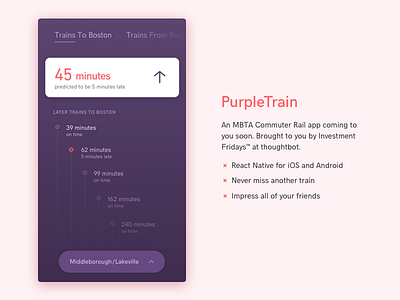 Purple train android commute frontend ios react native reactjs train schedule