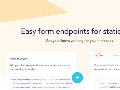 Peek at a Formkeep WIP form endpoint formkeep forms landbook landing page marketing site product pages static websites thoughtbot