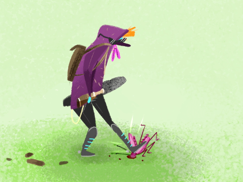 MATA LA CUCA 2d animation boot croac insect kill purple roach skate