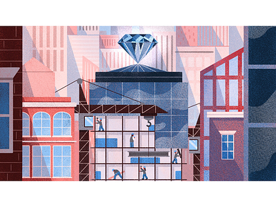 Diamond in the Rough building city cityscape construction diamond editorial illustration illustration procreate texture