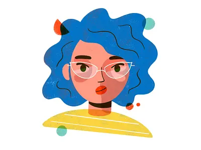 Fuzzy Gal colorful doodle geometric geometry glasses illustration illustrator portrait procreate texture woman