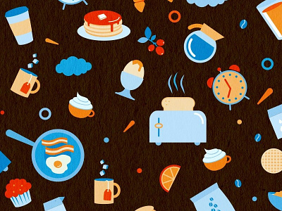 Breakfast Pattern bacon breakfast coffee eggs food icons illustration morning