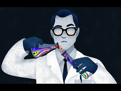Psychedelic Scientist 1960s drugs editorial editorial illustration illustration laboratory lsd psychedelic retro science scientist trippy