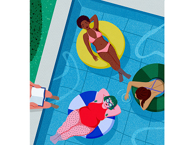 Pool Ladies body hair cover illustration female empowerment hairy legs lazy day magazine cover paper art pool pool party summer the new yorker women