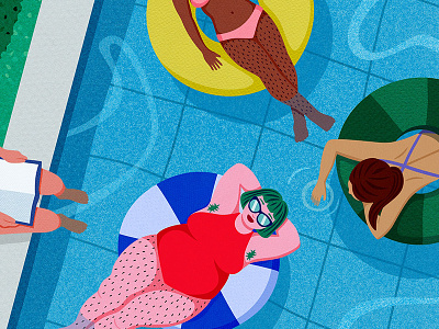 Pool Party Detail body hair cover illustration hairy legs illustration lazy day lazy summer magazine cover paper art pool pool party summer women