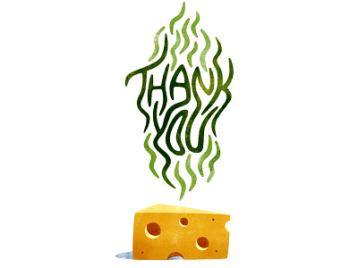 Deliciously Smelly Gratitude cheese design food hand lettering illustration photoshop stink lines stinky swiss cheese texture thank you type typography