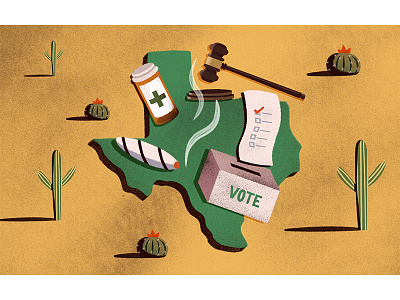 Legalize Texas blunt cactus cannabis desert editorial editorial illustration illustration joint marijuana texas vote weed
