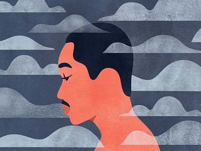 Depression blue clouds depression editorial illustration illustration leafly mansion mentalhealth