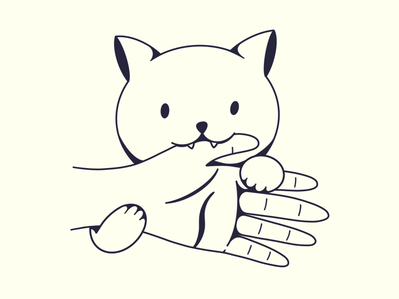 Kitty Love bite cat cute design hand illustration kitten kitty line procreate simple tattoo