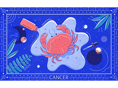 The Crab astrology cancer cannabis cbd celestial crab editorial illustration illustration overlay procreate texture the signs tincture zodiac