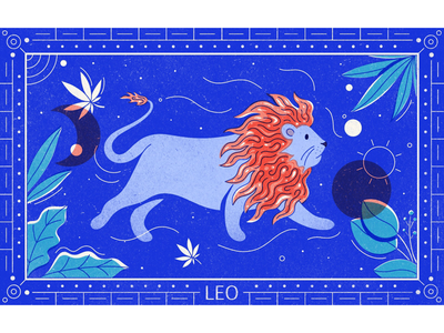 The Lion astrology cannabis celestial editorial illustration horoscope illustration illustrator leo overlay procreate texture