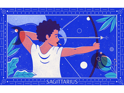 The Archer archer astrology cannabis celestial editorial illustration horoscope illustration illustrator joint leafly marijuana procreate sagittarius stars texture zodiac