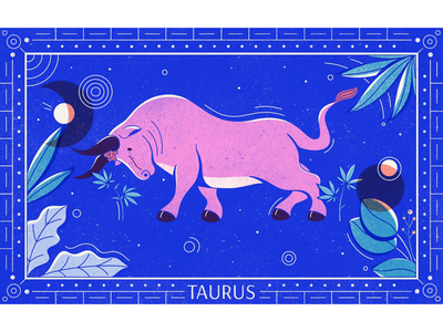 The Bull astrology bull cannabis celestial editorial illustration geometric horoscope illustration marijuana procreate taurus texture zodiac