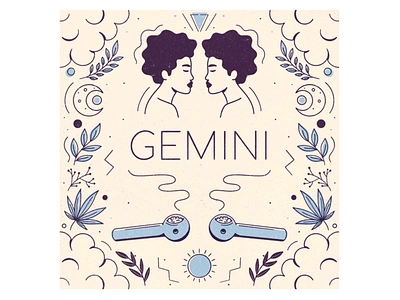 Gemini astrology clouds design gemini illustration procreate twins type typography zodiac