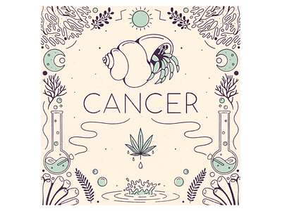 Cancer astrology cancer cannabis crab hermit crab illustration leafly marijuana procreate signs water zodiac