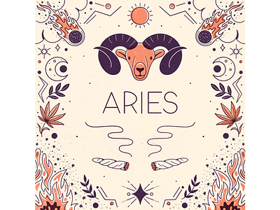 Aries aries astrology cannabis fire horoscope illustration leafly marijuana procreate ram zodiac