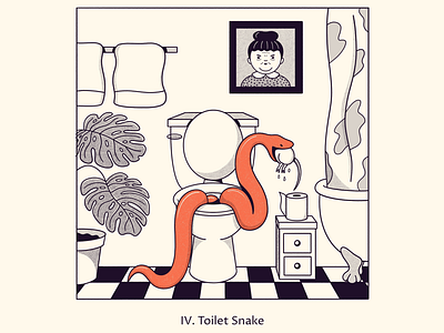 Toilet Snake bathroom comic comics creepy illustration inktober procreate snake texture toilet