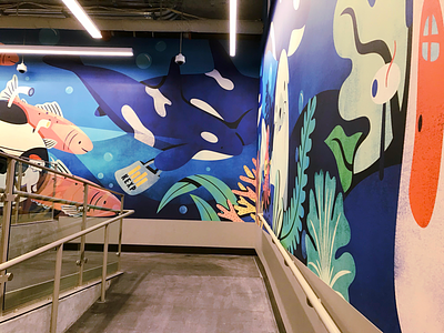 Seattle Target Mural colorful commercial illustrator cute experiential design illustration mural murals ocean pacific northwest playful product design sea creatures seattle store mural target texture whimsical