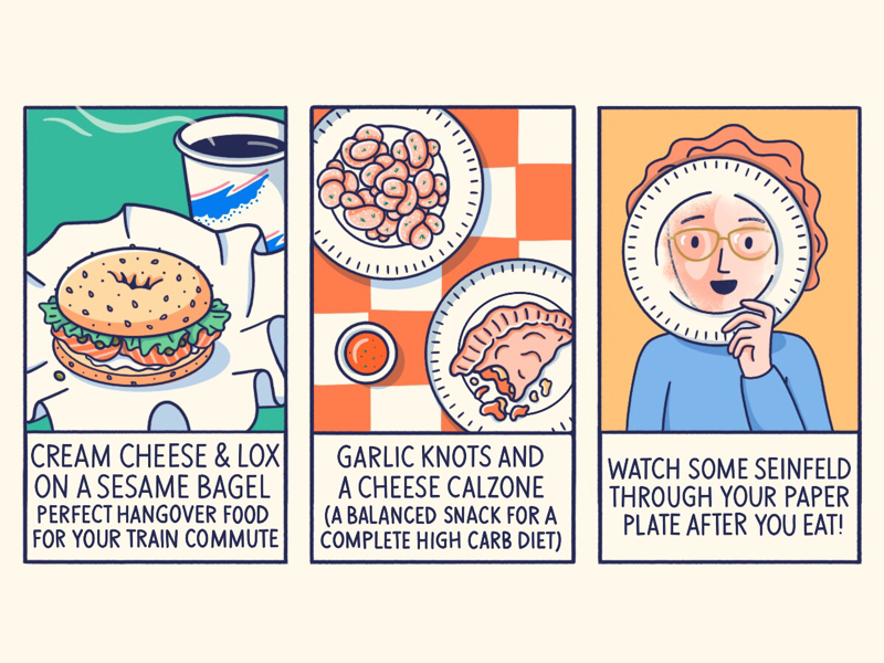 Foods of Long Island yum storytelling story new york long island bagel comics comic funny silly food illustration food