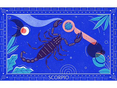 Scorpio astrology geometric illustration leaves line art marijuana procreate scorpio scorpion texture zodiac