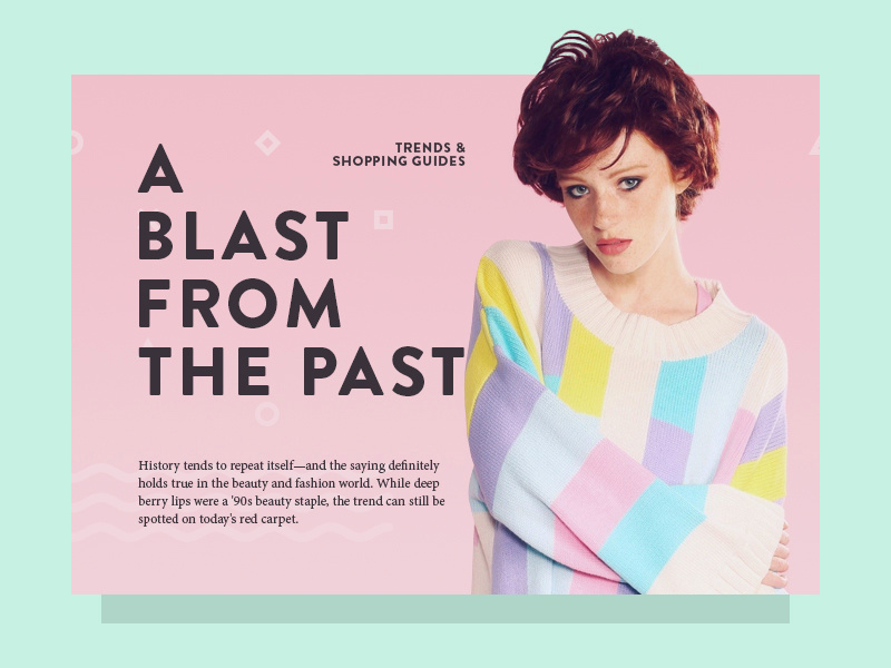 Fashion Header shopping blog clothing throwback retro 90s fashion card ui