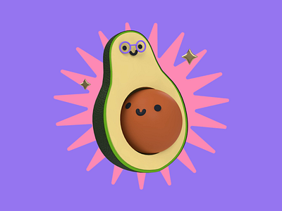 Avocado 3d 3d animation avocado c4d character cute glasses hug icon illustration love mom mother motherhood mothers day parenting revolut